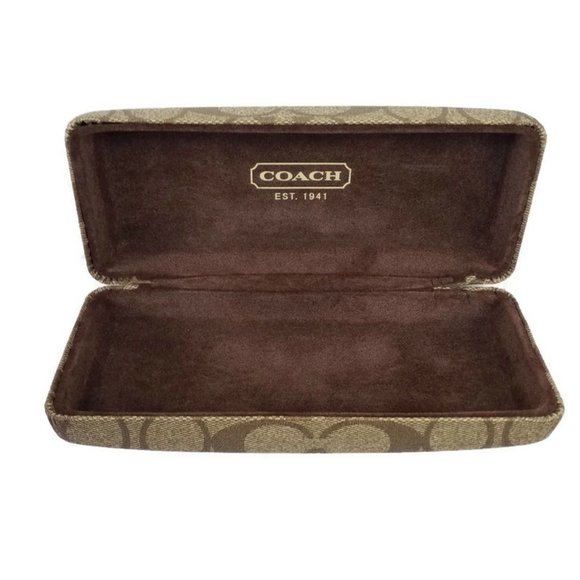 Coach Signature Tan Brown Rectangle Hard Clamshell Eyeglasses Sunglasses Case - Picture 7 of 11